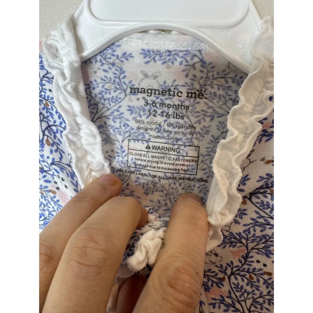 Magnetic Me Sleeper Baby Girls 3-6 Months Blue Bunny Floral Modal Magnetic